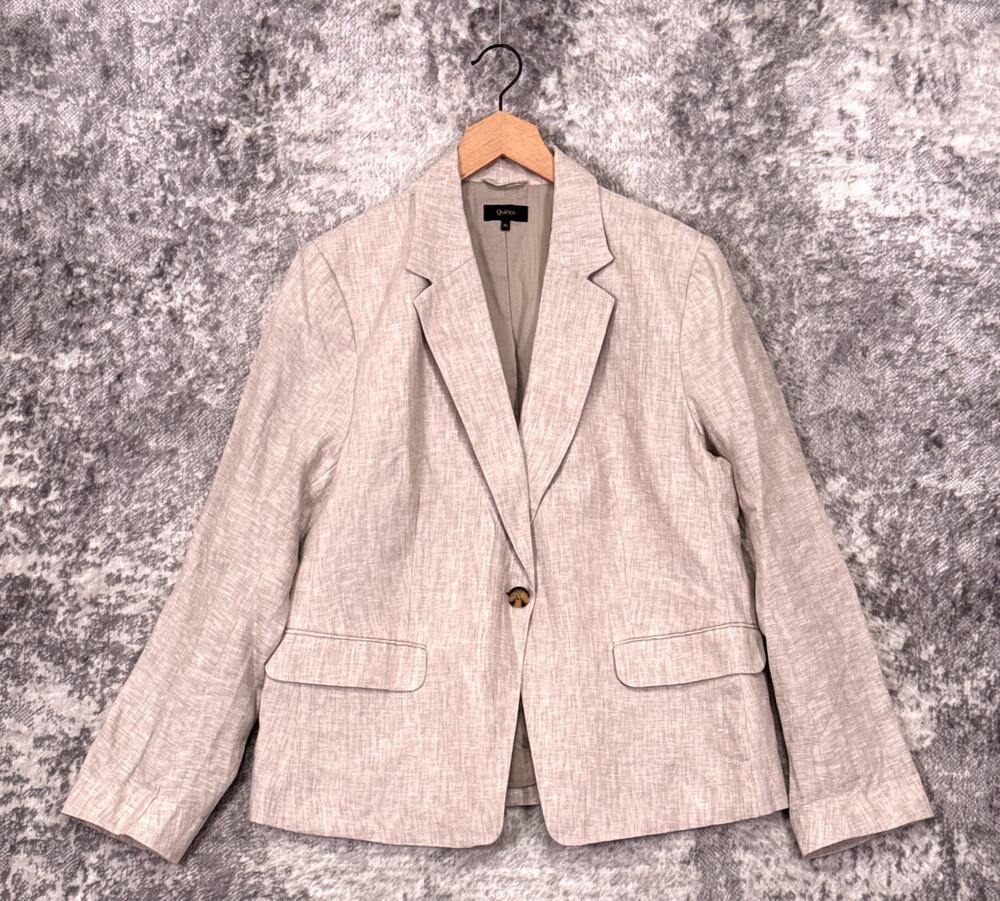 Quince Jacket XL Womens 100% European Linen Structured Blazer In Flax